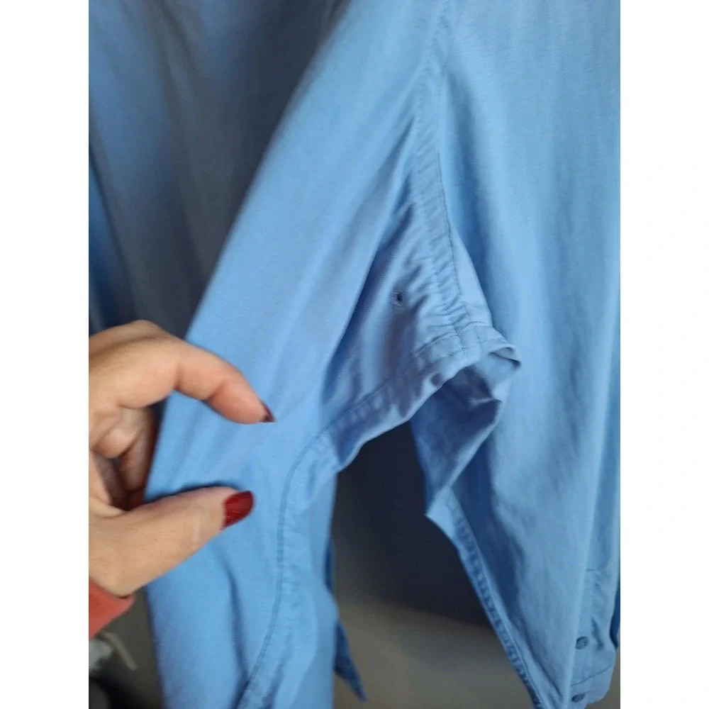 L.L. Bean‎ Nylon Vented Fishing Button Up Shirt Mens XXL Blue Hiking Camping